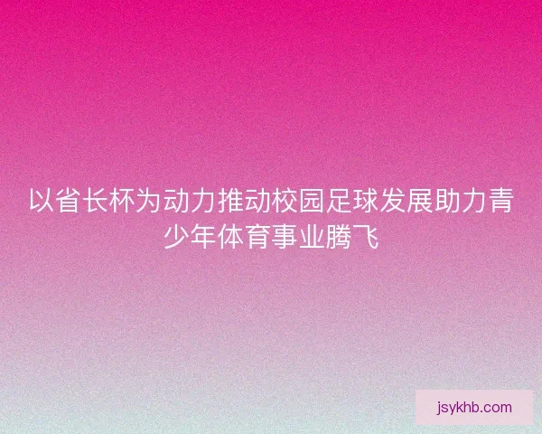 以省长杯为动力推动校园足球发展助力青少年体育事业腾飞